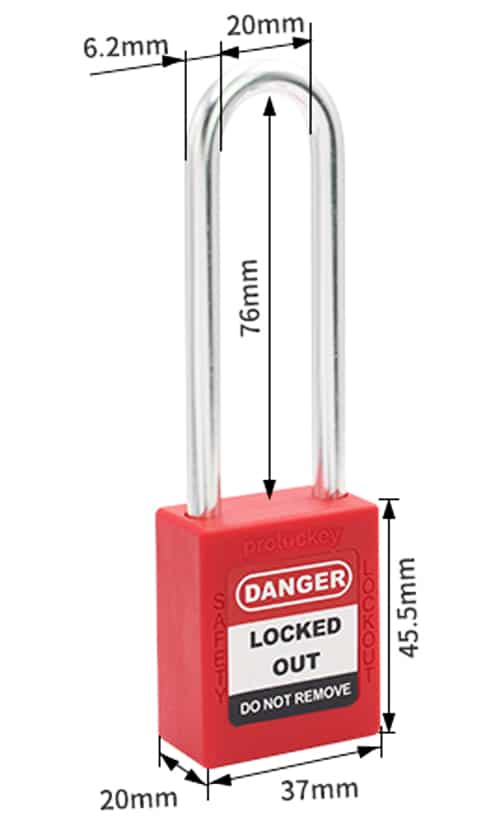 กุญแจนิรภัย ก้านเหล็ก ตัวก้านยาว 76 มม