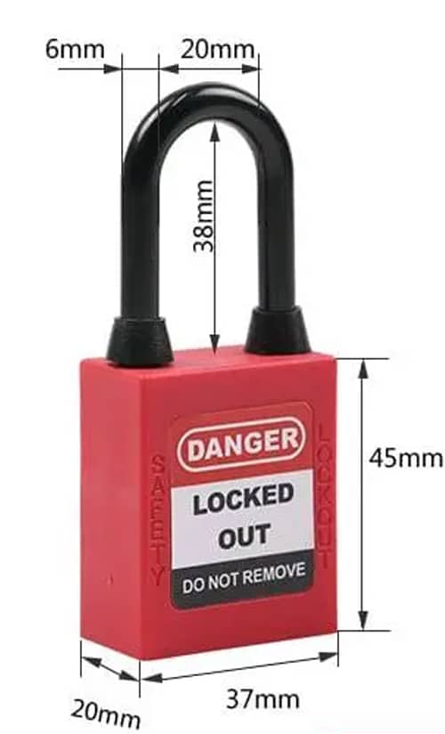 กุญแจนิรภัยก้านไนลอน 38 มม แบบกันฝุ่น